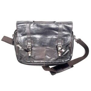 Kenneth Cole Reaction Flap-Over Brown Leather Business Messenger Laptop Bag